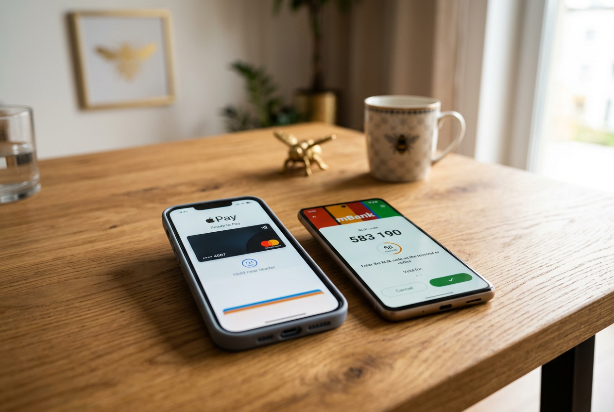 Two smartphones side by side showing different payment methods.